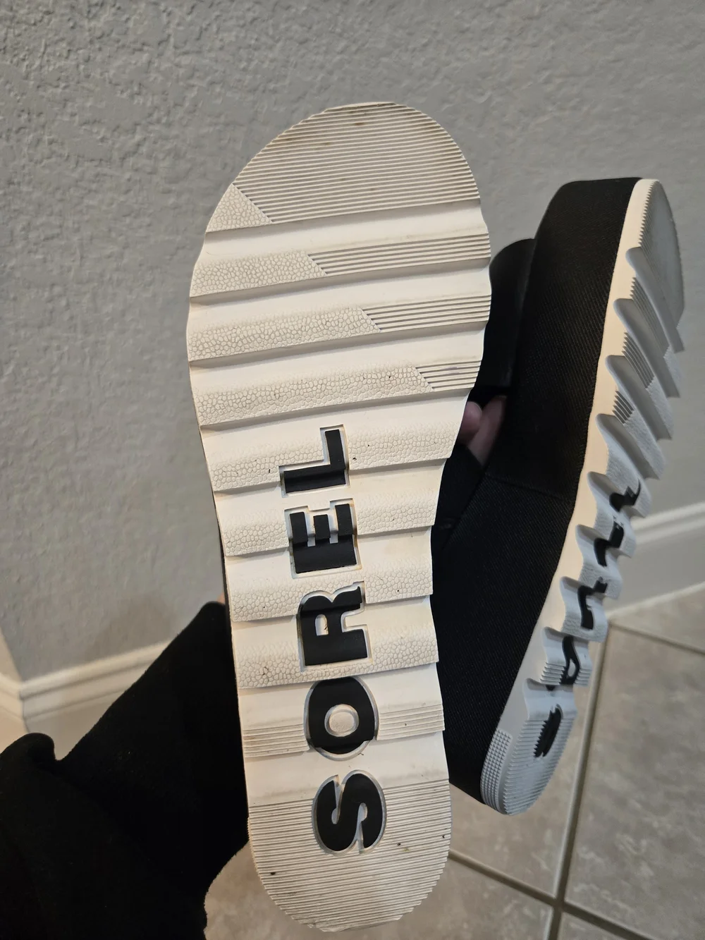 Sorel Cameron Leather Platform Slide Sandals Black Women's Size 7.5